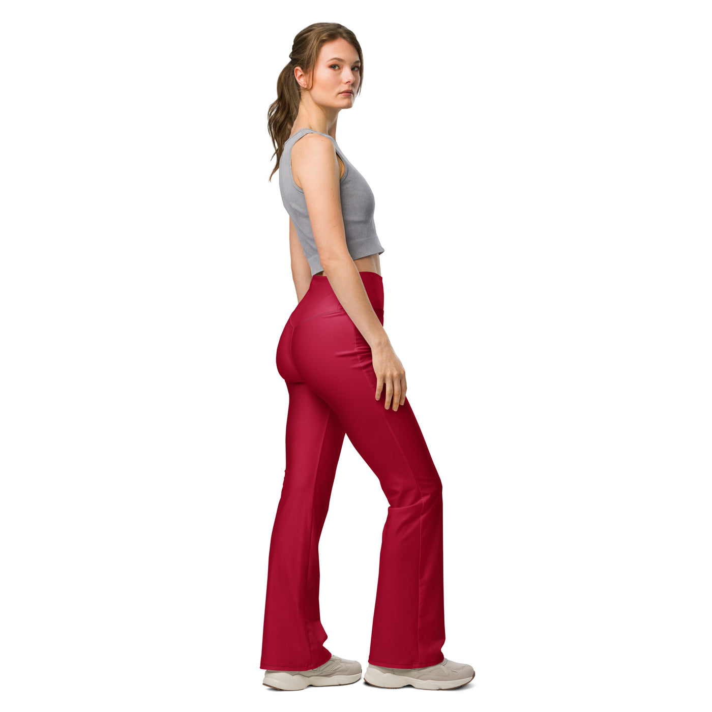 Cachy’s Urban high-waisted flared leggings for women, available in multiple colors, perfect for sporty and casual streetwear style