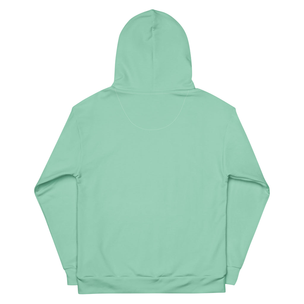 Cachy’s Urban mint green LGBTQ+ hoodie with rainbow pride flag and couple graphic print, available in multiple colours