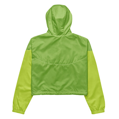 Cachy’s Urban green cropped hooded jacket with minimalist black logo design