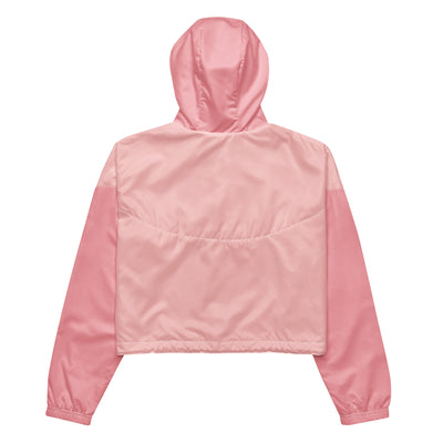 Cachy’s Urban pink cropped hooded jacket with minimalist black logo design