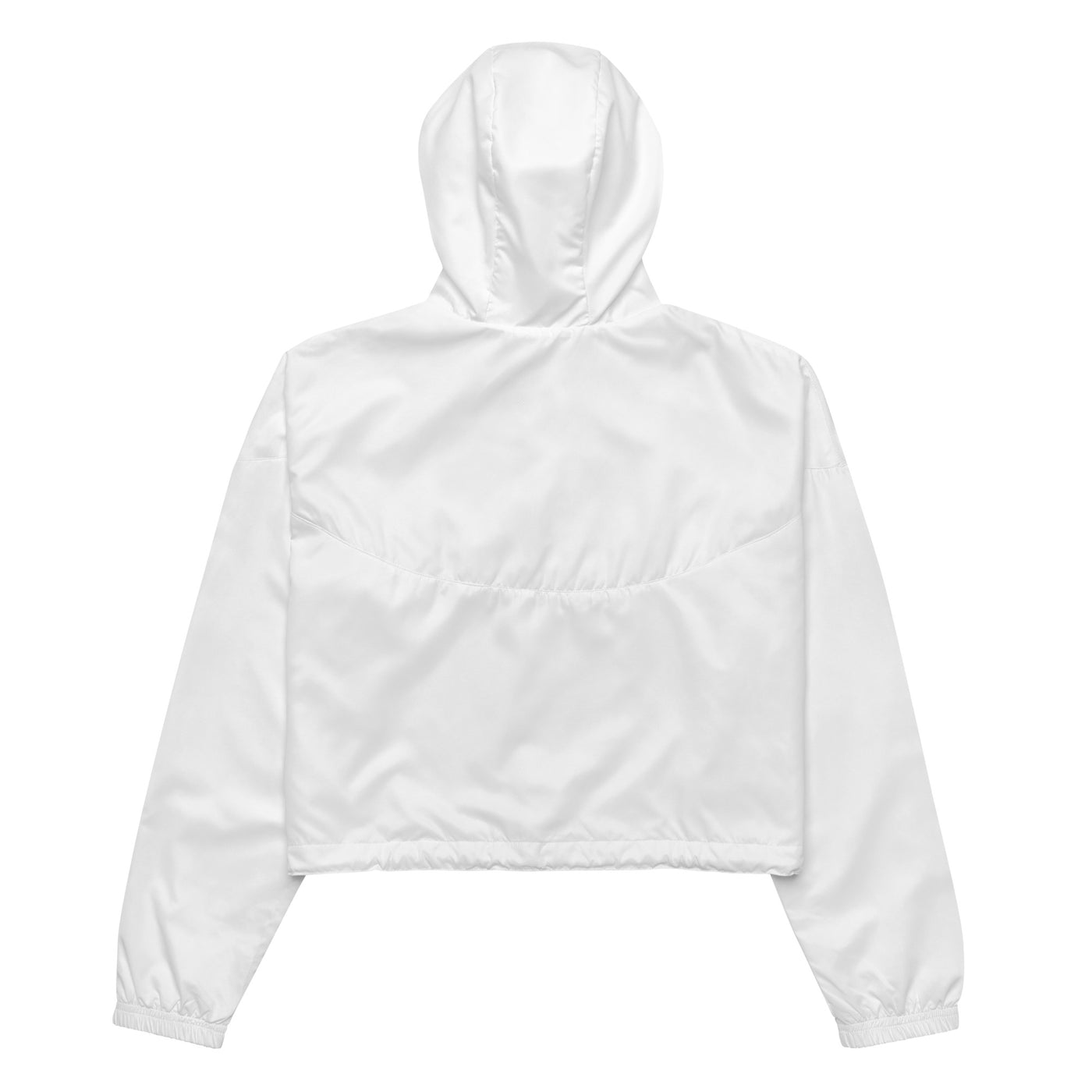 Cachy’s Urban white cropped hooded jacket with minimalist black logo design