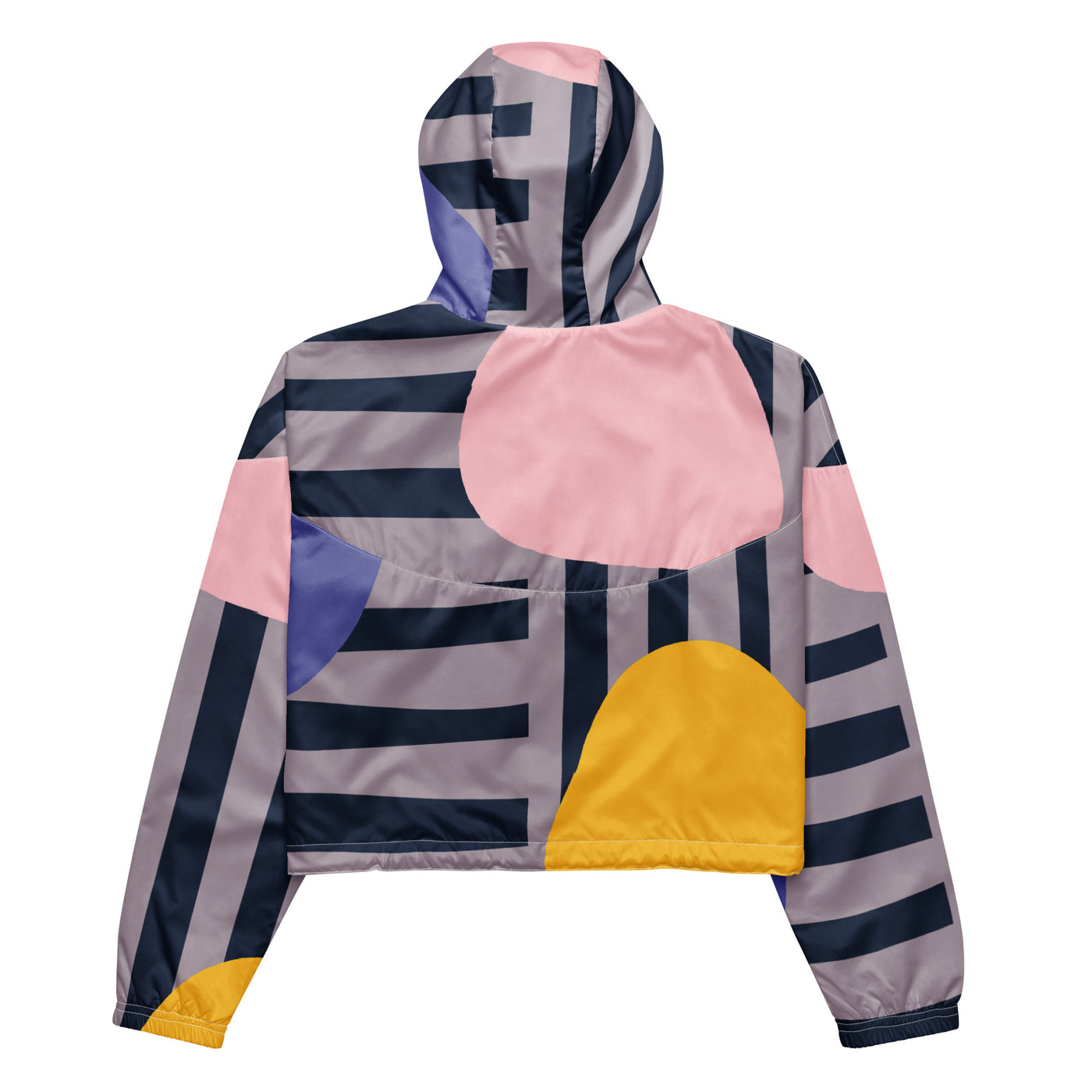 Cachy’s Urban cropped hooded jacket with bold striped and colour-block geometric design