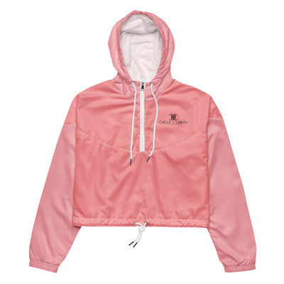 Cachy’s Urban pink cropped hooded jacket with minimalist black logo design