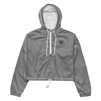 Cachy’s Urban grey cropped hooded jacket with minimalist black logo design