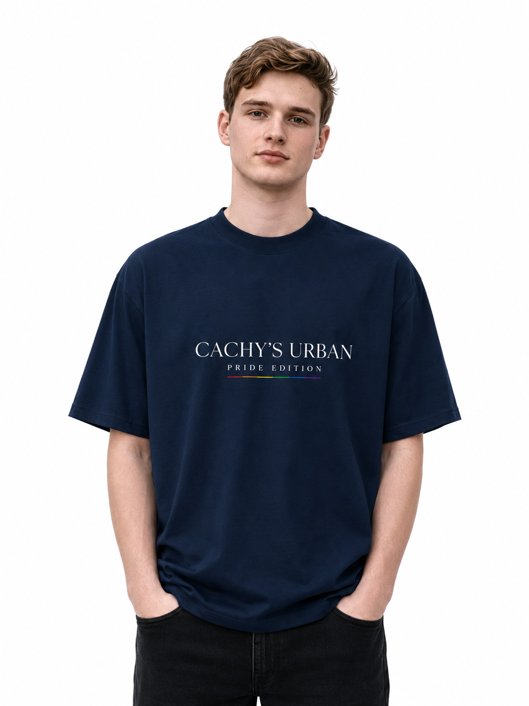 Unisex organic oversized high neck t-shirt