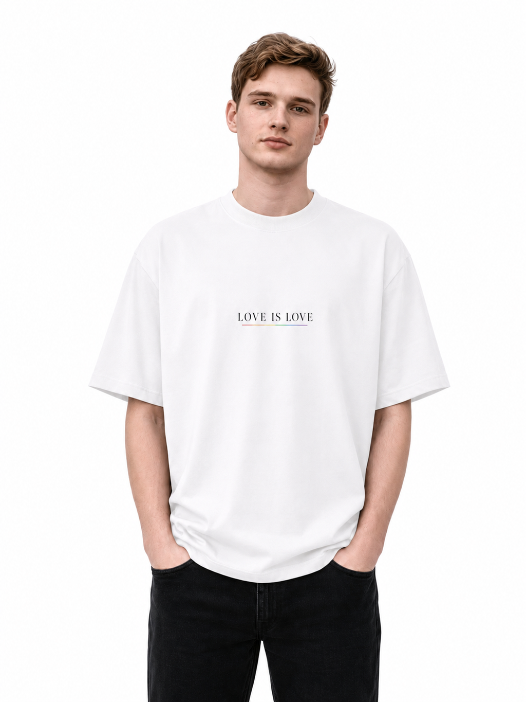 Unisex organic oversized high neck t-shirt