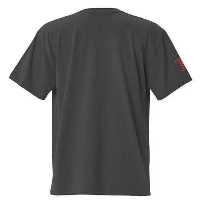 oversized faded black t-shirt with blue teddy bear graphic on front
