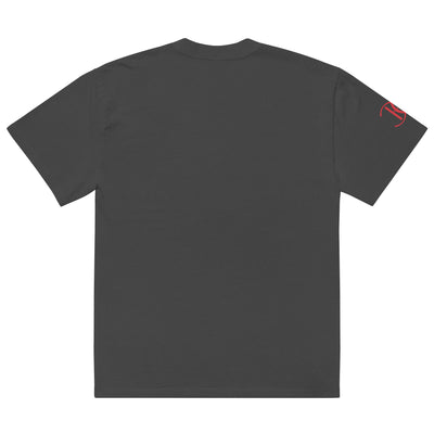 Camiseta oversized negra estilo faded, vista frontal con estampado gráfico de oso azul