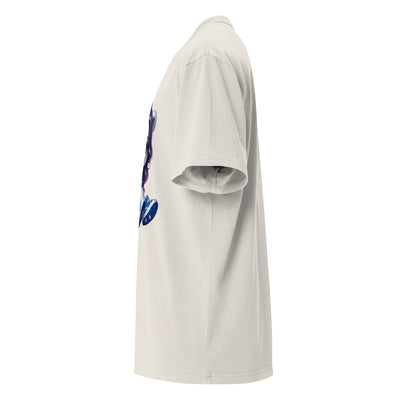 Camiseta oversized color hueso con estampado de oso azul en el frente – Cachy’s Urban