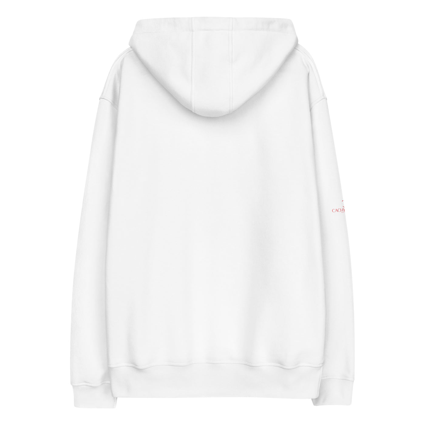 White hoodie with colorful tropical double triangle graphic and "TROPIC" text on the front