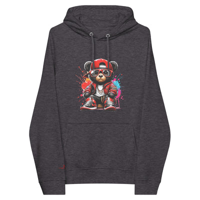 unisex eco raglan hoodie with colorful teddy bear print