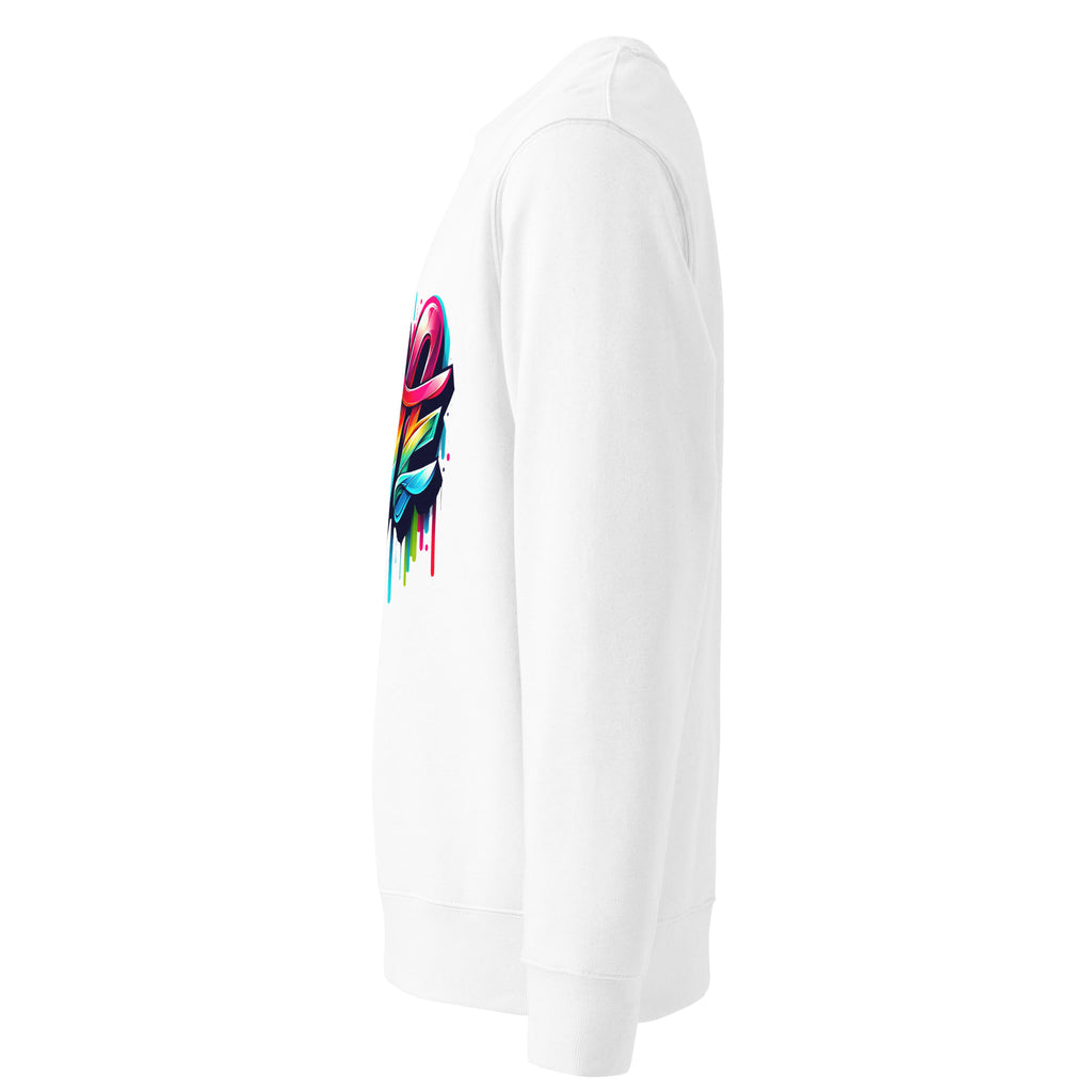 Cachy’s Urban white sweatshirt with colourful graffiti-style “Love” graphic print