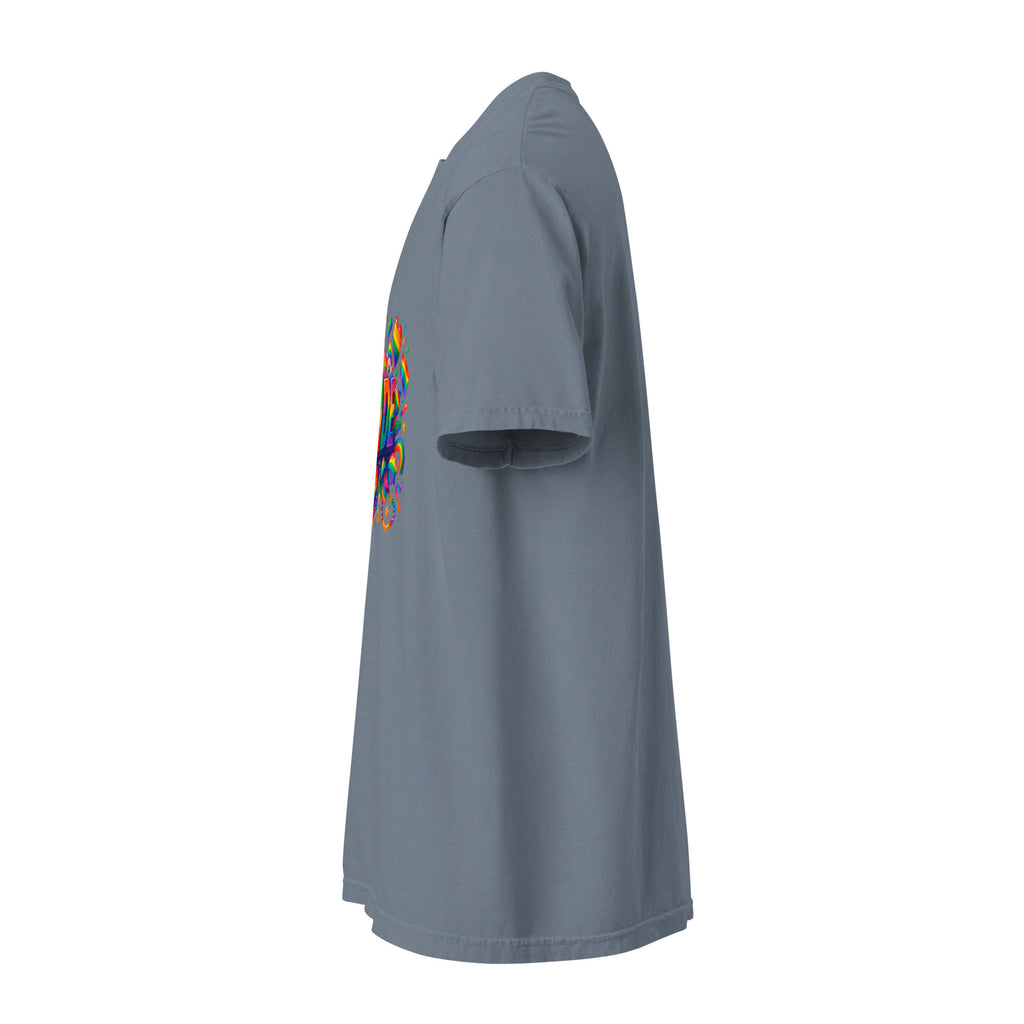 Cachy’s Urban grey t-shirt with colourful rainbow “Pride” graphic design, available in multiple colours