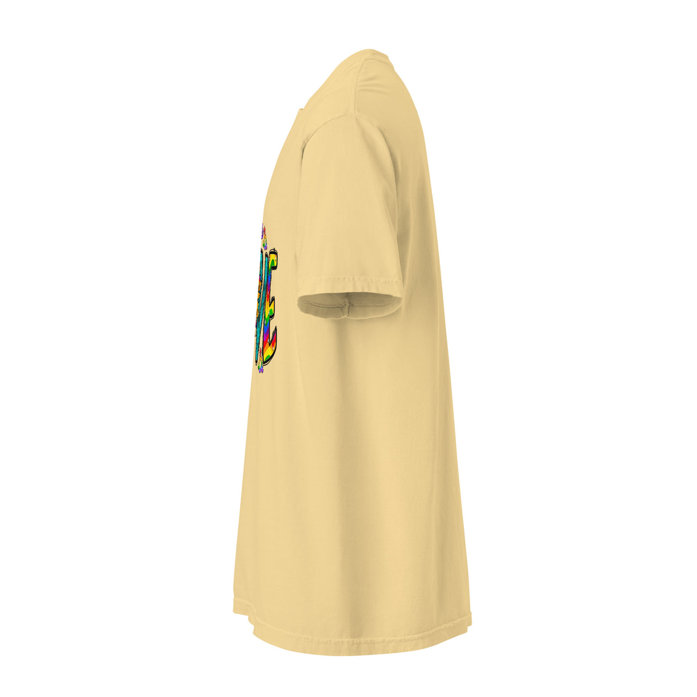 Cachy’s Urban t-shirt with colourful “Choose Love” graphic featuring sunflower and rainbow design