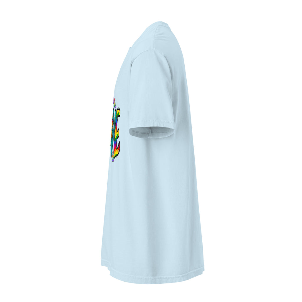 Cachy’s Urban t-shirt with colourful “Choose Love” graphic featuring sunflower and rainbow design