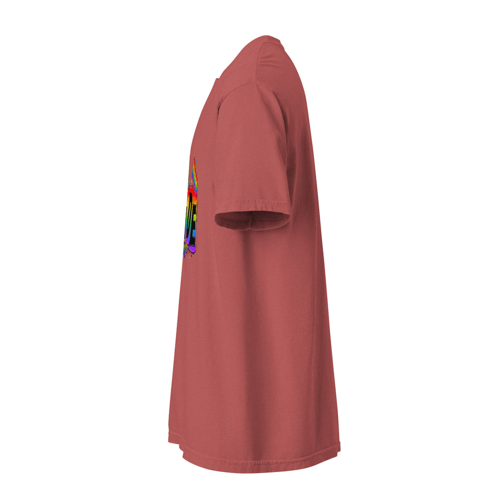 Cachy’s Urban white t-shirt with rainbow “Pride Tribe” graphic featuring flags and raised fist, available in multiple colours