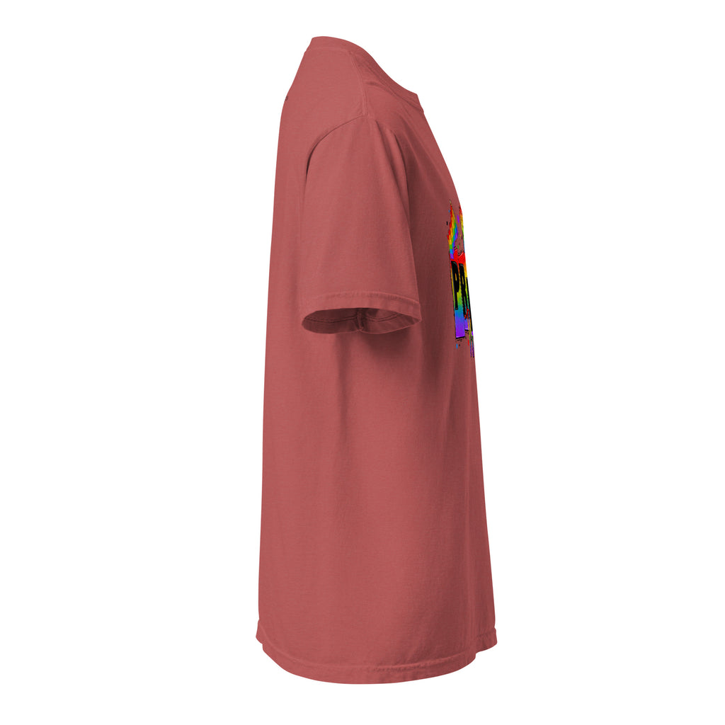 Cachy’s Urban white t-shirt with rainbow “Pride Tribe” graphic featuring flags and raised fist, available in multiple colours