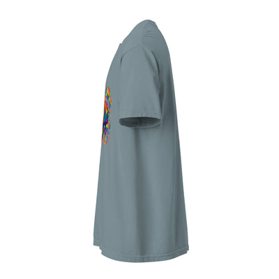 Cachy’s Urban grey t-shirt with colourful rainbow “Pride” graphic design, available in multiple colours