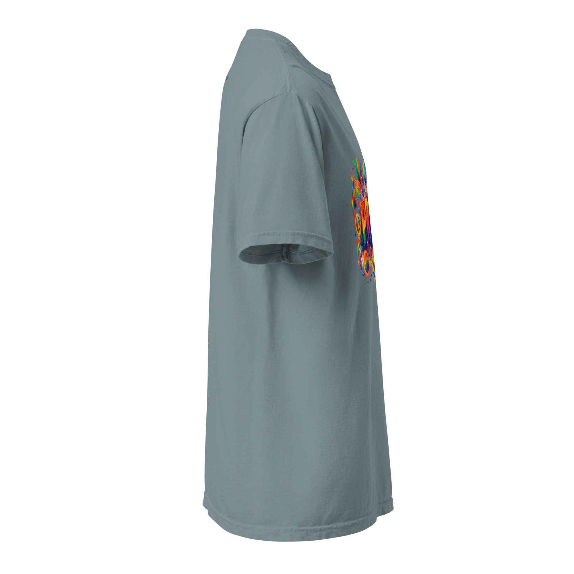 Cachy’s Urban grey t-shirt with colourful rainbow “Pride” graphic design, available in multiple colours