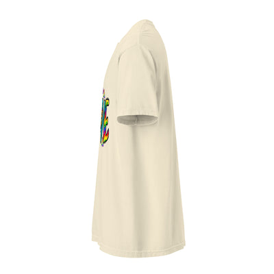 Cachy’s Urban t-shirt with colourful “Choose Love” graphic featuring sunflower and rainbow design