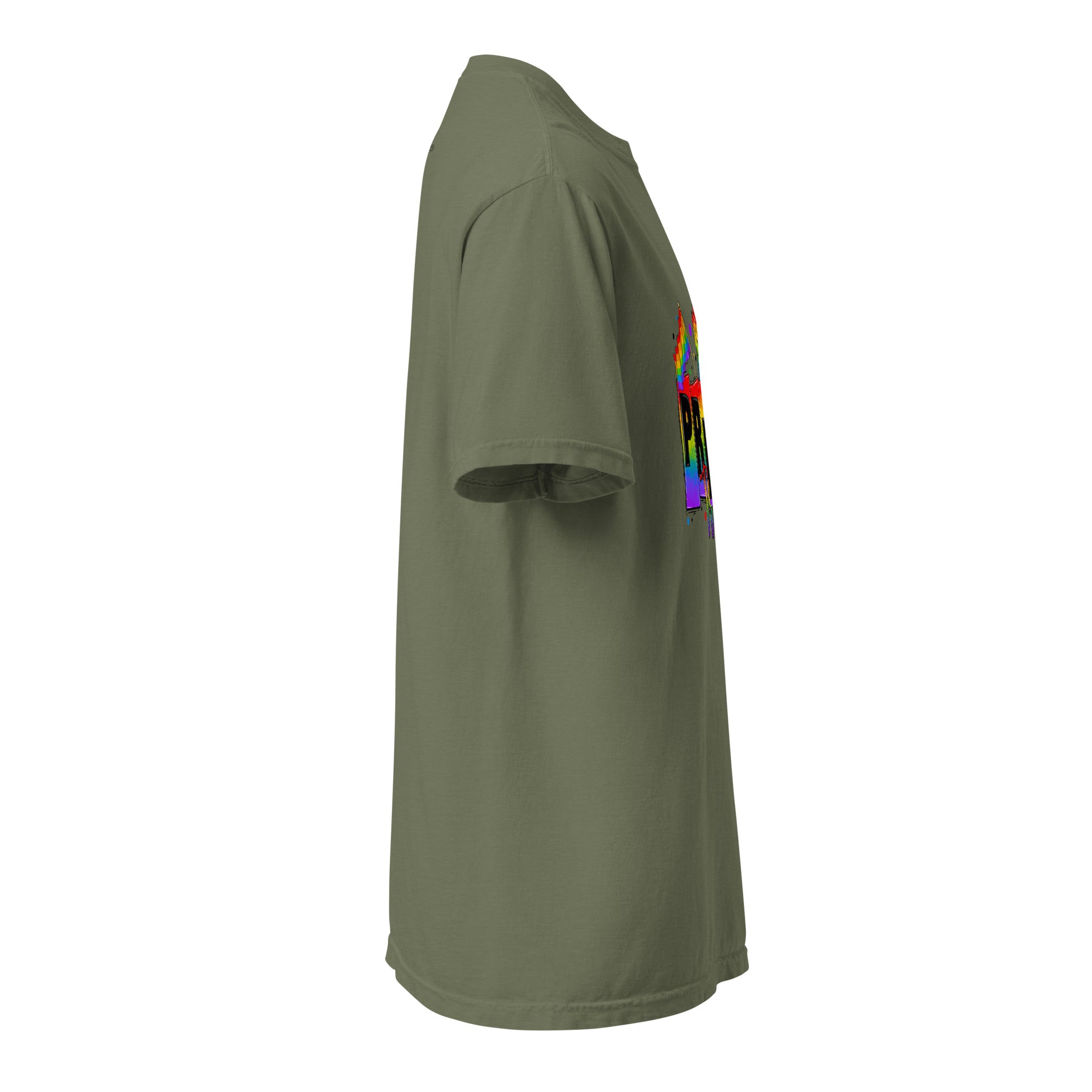 Cachy’s Urban white t-shirt with rainbow “Pride Tribe” graphic featuring flags and raised fist, available in multiple colours