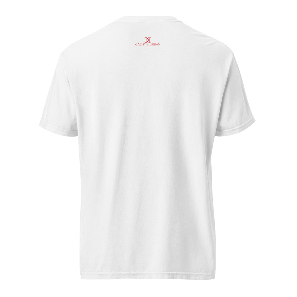 Cachy’s Urban white t-shirt with rainbow “Love” graphic featuring flags and raised fist, available in multiple colours