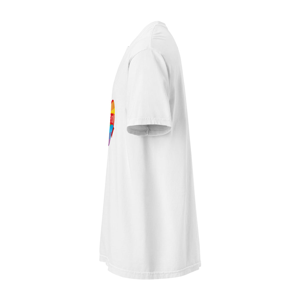 Cachy’s Urban white t-shirt with rainbow heart graphic and “I Love You” text, available in multiple colours