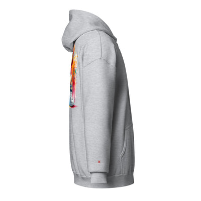 Cachy’s Urban hoodie with streetwear teddy bear in red hoodie and sneakers graphic design on the back