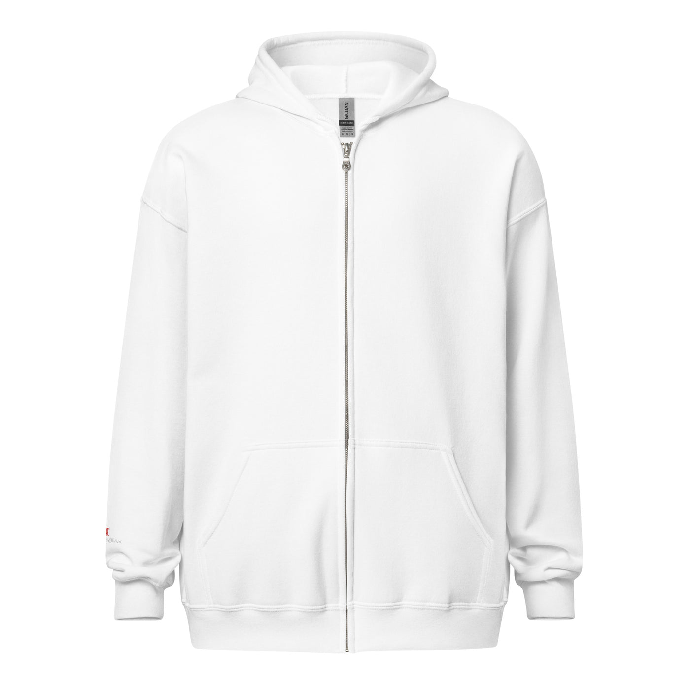 Cachy’s Urban white hoodie with streetwear teddy bear in red hoodie and sneakers graphic design on the back