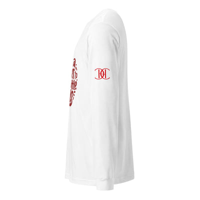 Cachy’s Urban white long-sleeve t-shirt with “It Takes a Big Heart to Shape Little Minds” apple graphic print, available in multiple colours