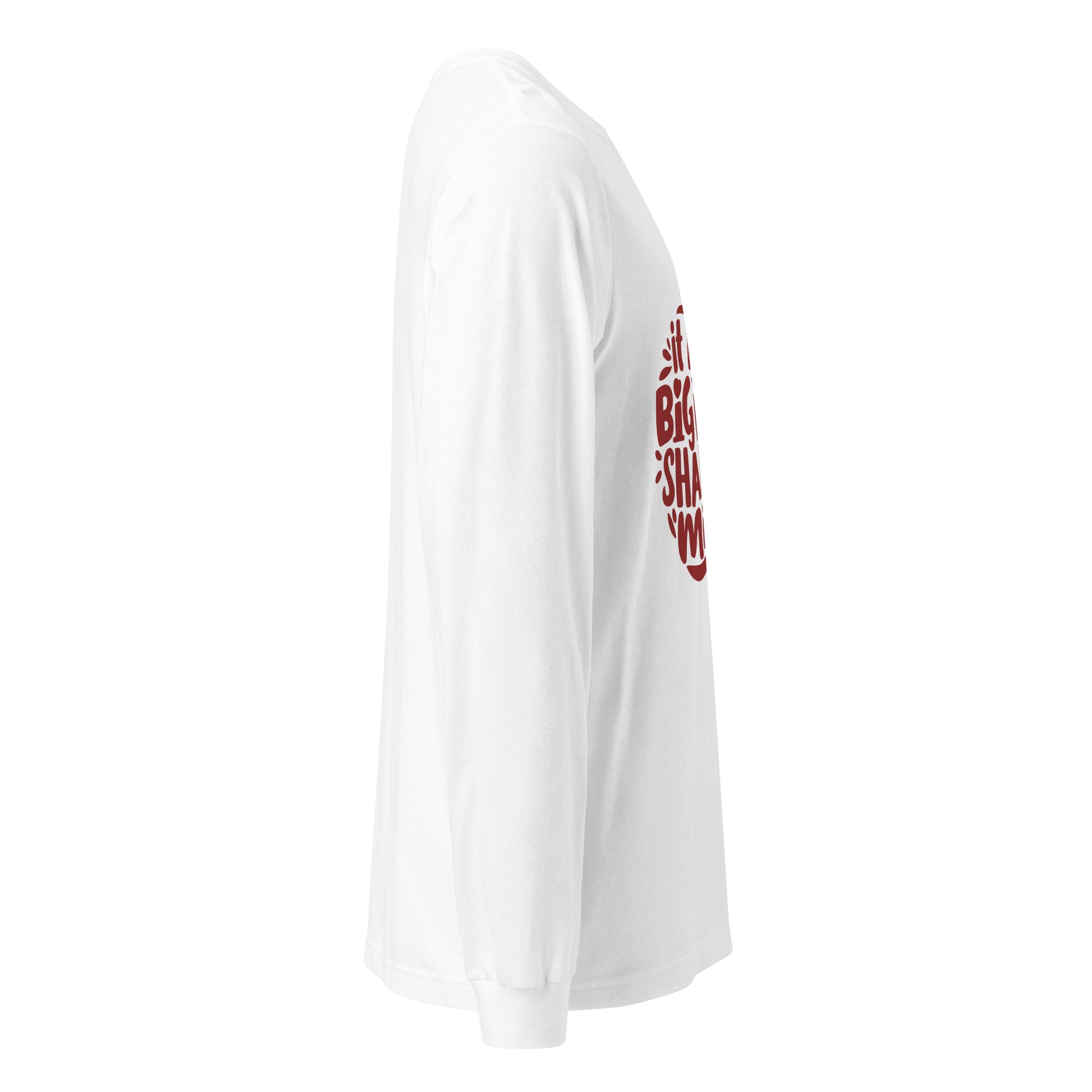 Cachy’s Urban white long-sleeve t-shirt with “It Takes a Big Heart to Shape Little Minds” apple graphic print, available in multiple colours