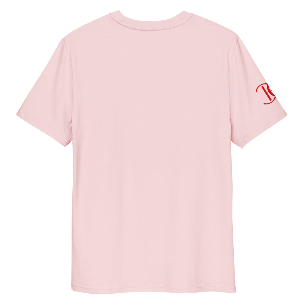 Cachy’s Urban pink t-shirt with cute teddy bear boba tea graphic and sunflower accents in colourful streetwear style