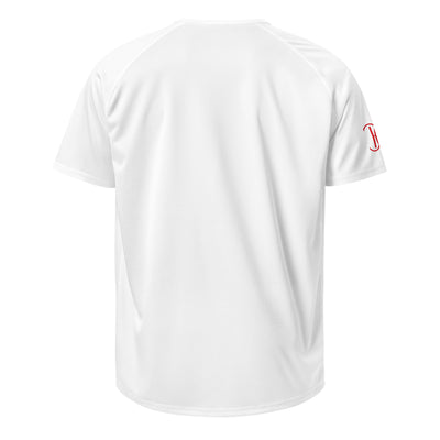 Cachy’s Urban white sports t-shirt with basketball teddy bear graphic in New York jersey and sneakers design