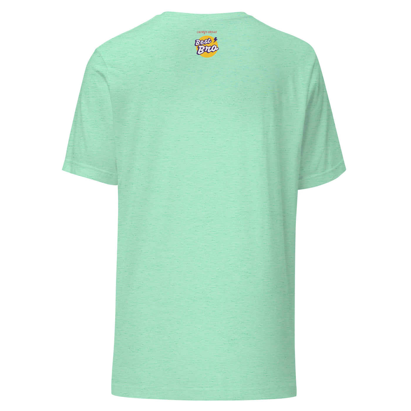 Cachy’s Urban green t-shirt with “Best Bro” graphic print in yellow and purple urban streetwear style