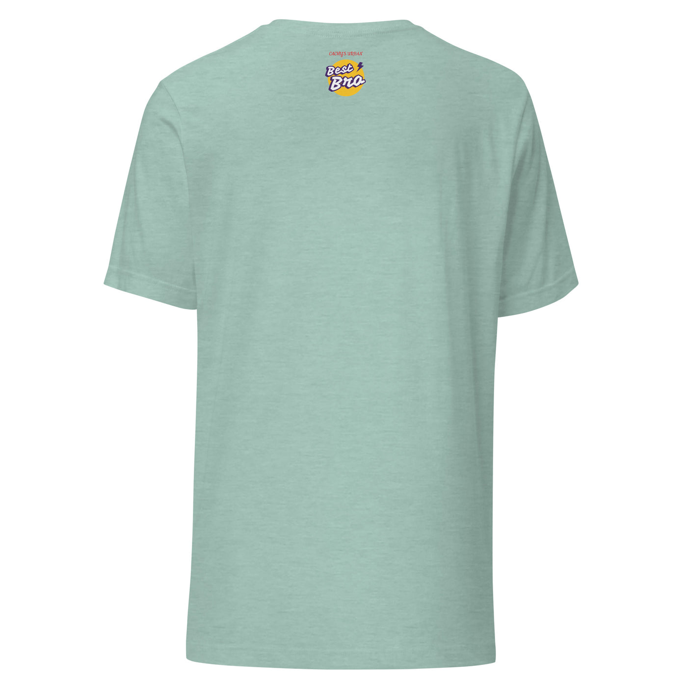 Cachy’s Urban green t-shirt with “Best Bro” graphic print in yellow and purple urban streetwear style