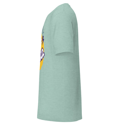 Cachy’s Urban green t-shirt with “Best Bro” graphic print in yellow and purple urban streetwear style