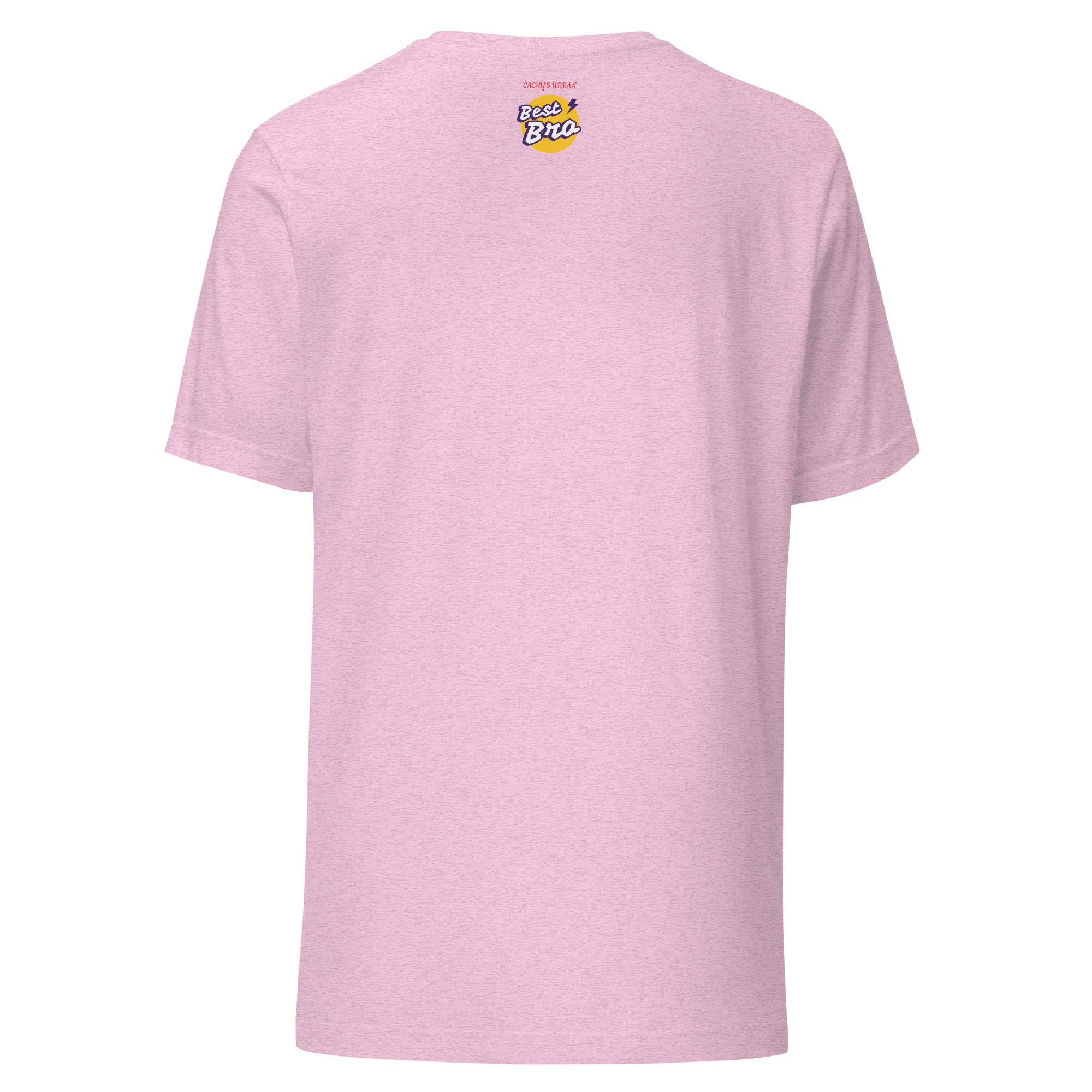 Cachy’s Urban pink t-shirt with “Best Bro” graphic print in yellow and purple urban streetwear style