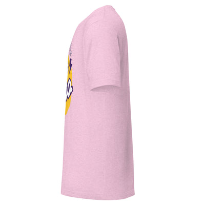 Cachy’s Urban pink t-shirt with “Best Bro” graphic print in yellow and purple urban streetwear style