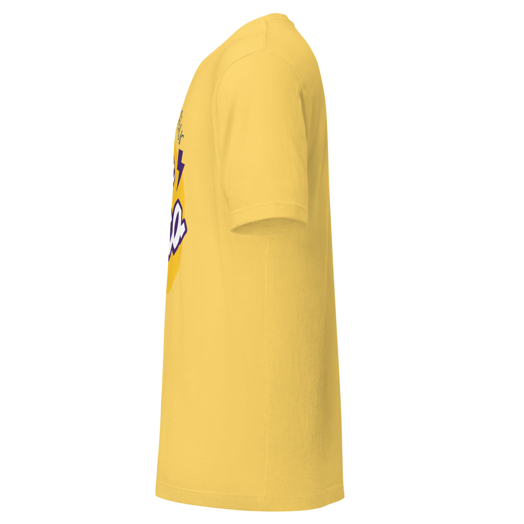 Cachy’s Urban yellow t-shirt with “Best Bro” graphic print in yellow and purple urban streetwear style