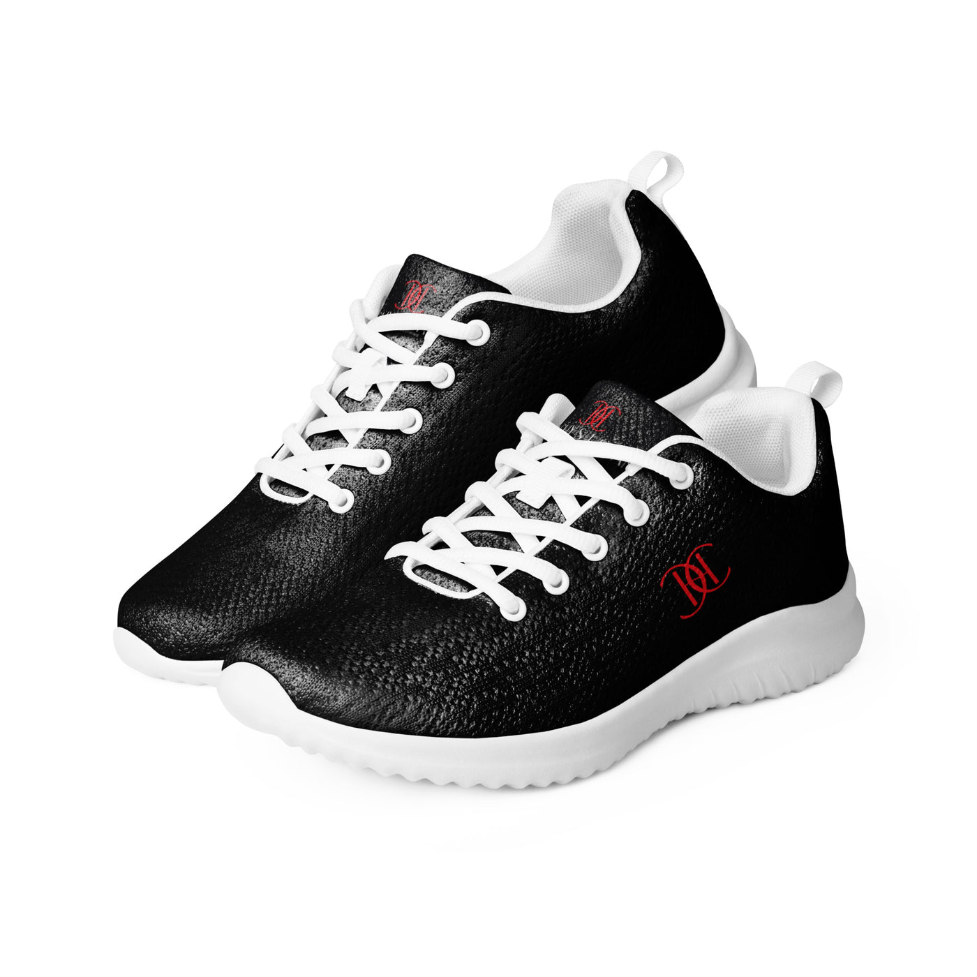 Cachy’s Urban black textured athletic sneakers with cushioned sole, red logo detail, and modern streetwear design
