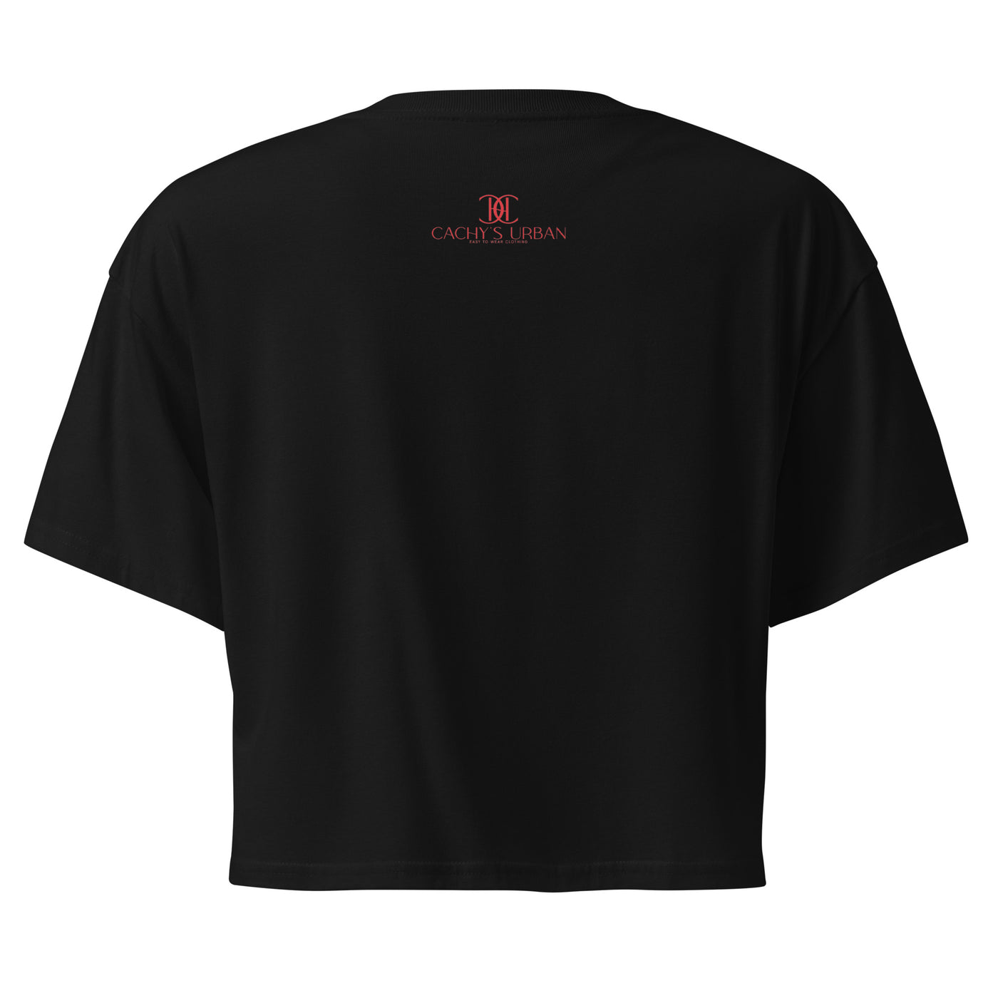 Cachy’s Urban cropped t-shirt with “It Takes a Big Heart to Shape Little Minds” apple graphic print, available in multiple colours