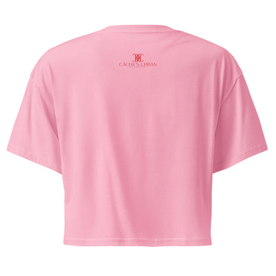 Cachy’s Urban cropped t-shirt with “It Takes a Big Heart to Shape Little Minds” apple graphic print, available in multiple colours