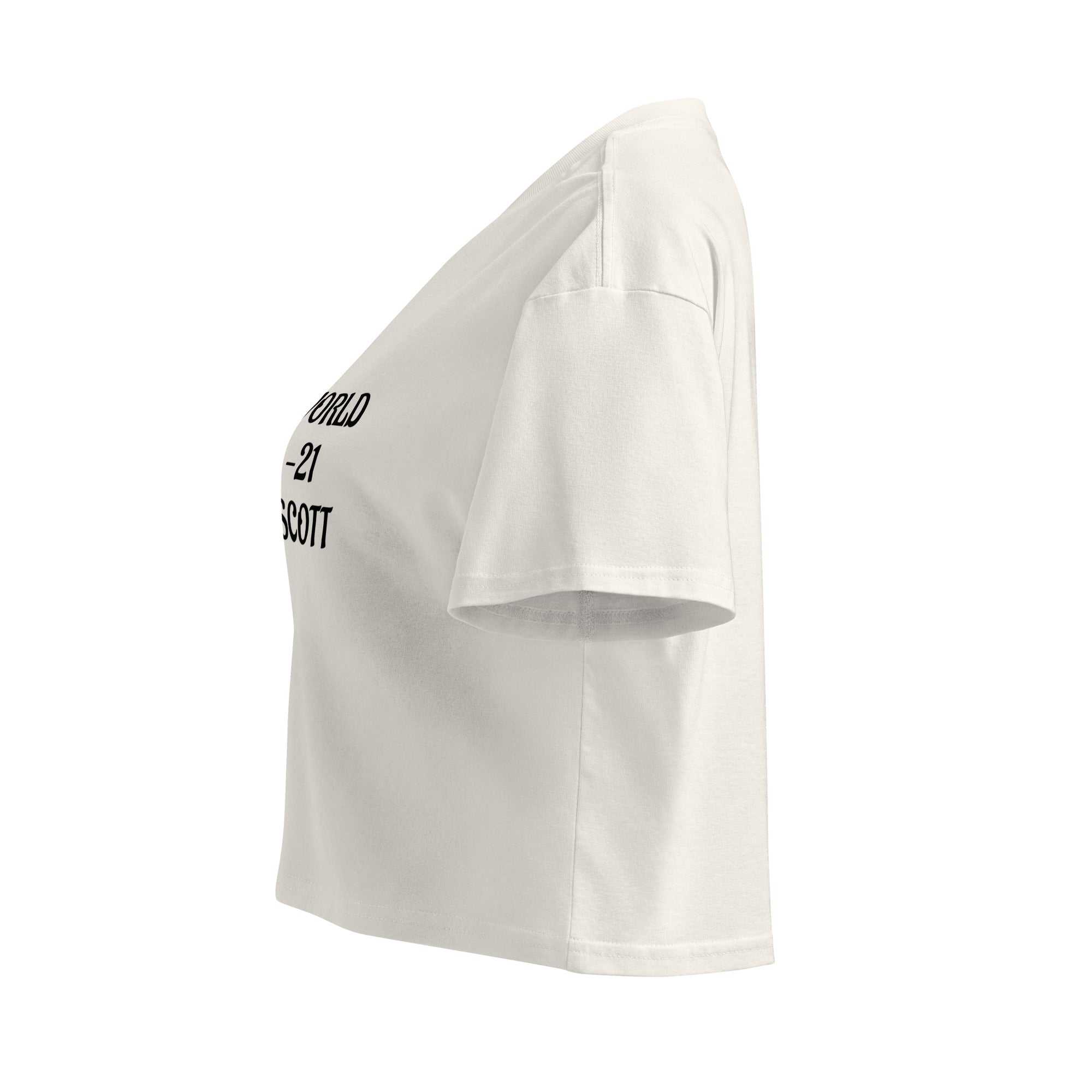 Cachy’s Urban cropped t-shirt with “Astroworld 05-11-21 Travis Scott” graphic print, available in multiple colours