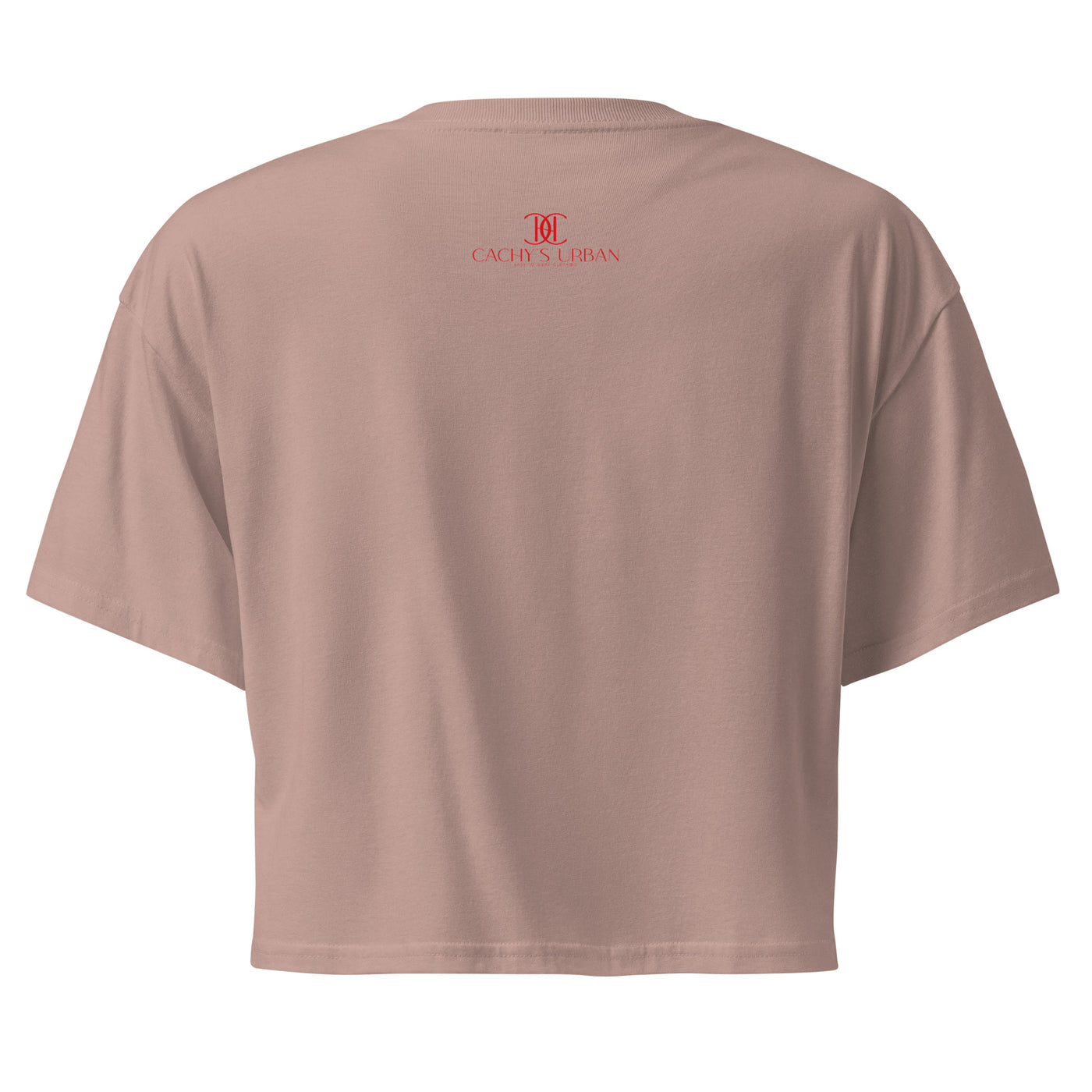 Cachy’s Urban cropped t-shirt with “It Takes a Big Heart to Shape Little Minds” apple graphic print, available in multiple colours