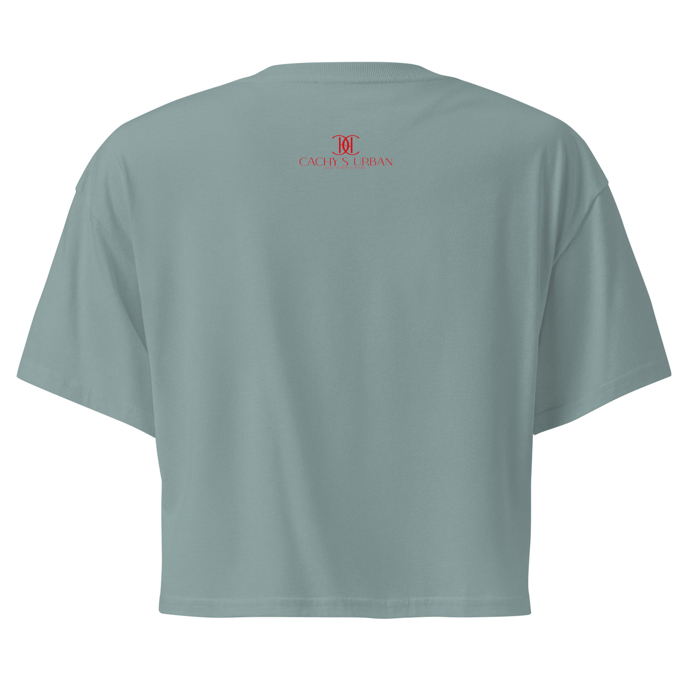 Cachy’s Urban cropped t-shirt with “It Takes a Big Heart to Shape Little Minds” apple graphic print, available in multiple colours