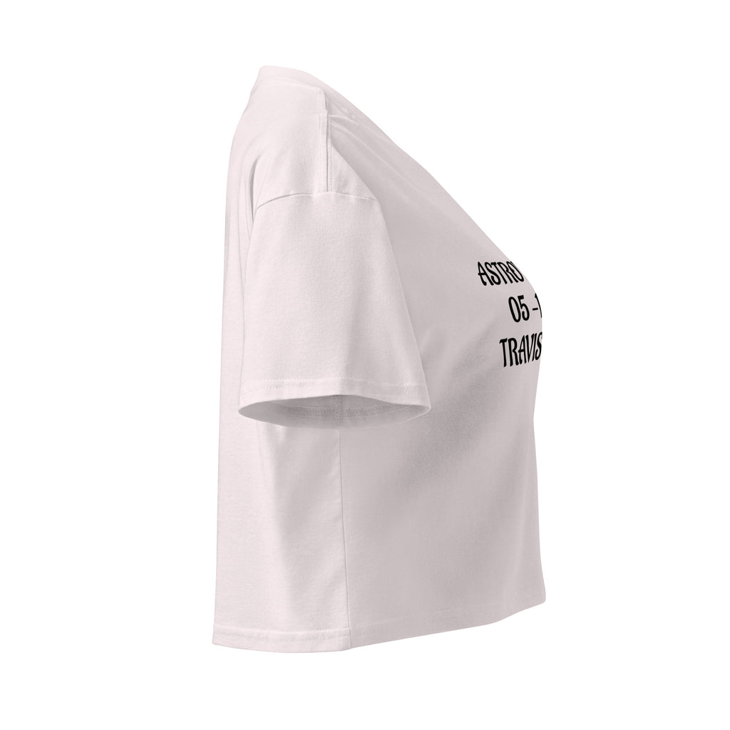 Cachy’s Urban cropped t-shirt with “Astroworld 05-11-21 Travis Scott” graphic print, available in multiple colours