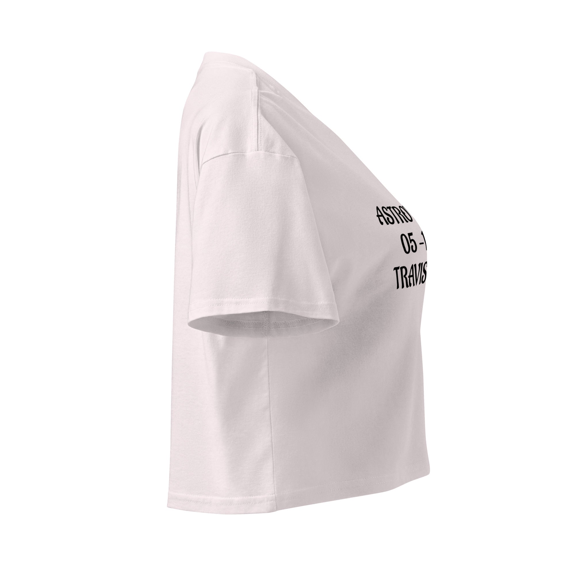 Cachy’s Urban cropped t-shirt with “Astroworld 05-11-21 Travis Scott” graphic print, available in multiple colours