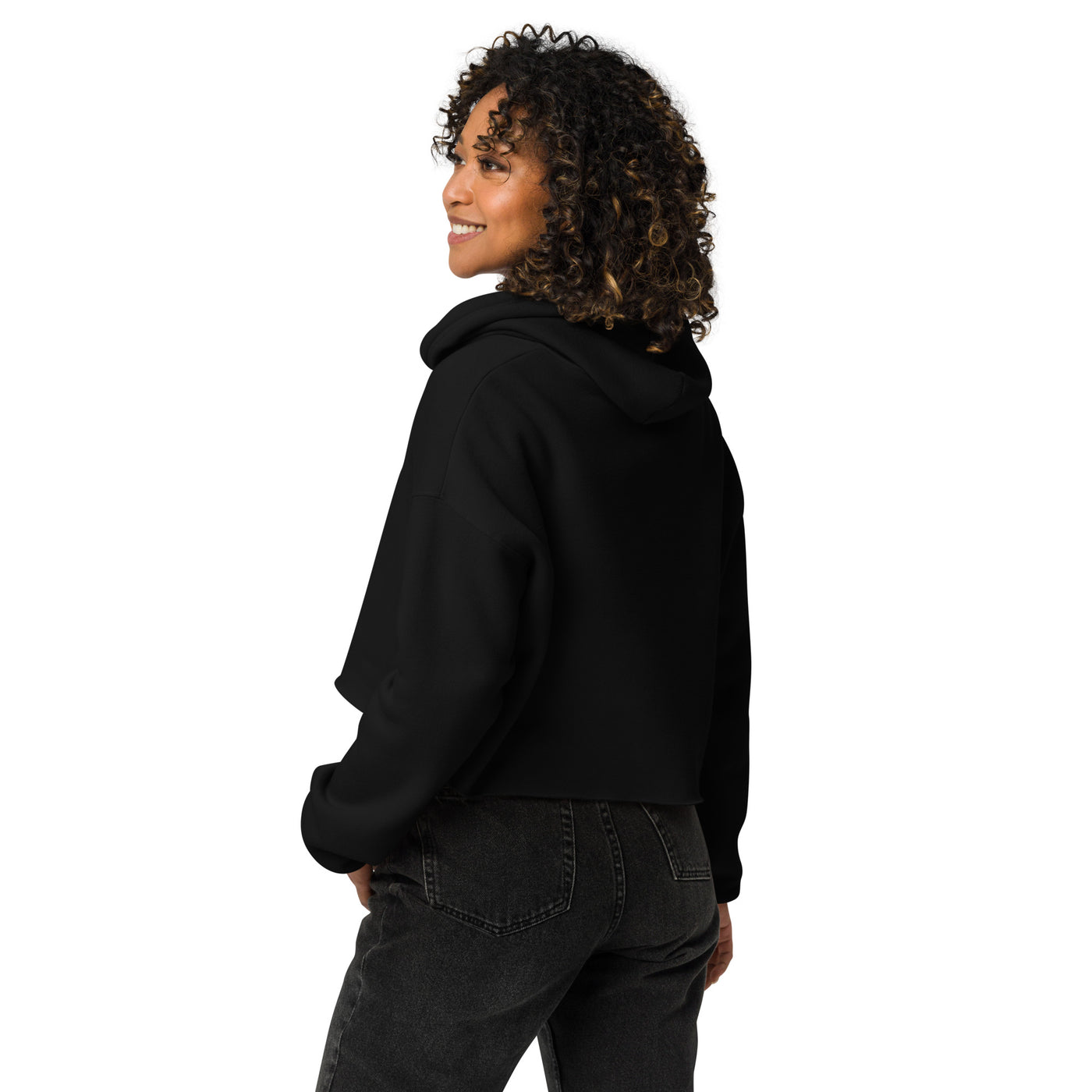 Black cropped hoodie with red Cachy’s Urban logo on the chestBlack cropped hoodie with red Cachy’s Urban logo on the chest