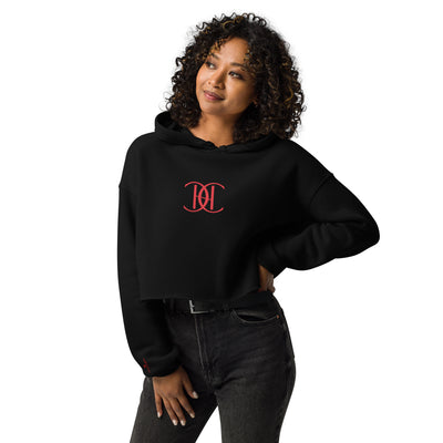 Black cropped hoodie with red Cachy’s Urban logo on the chest