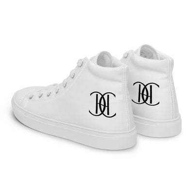 White high-top sneakers with black Cachy’s Urban logo and bold red heart design, available in multiple colours
